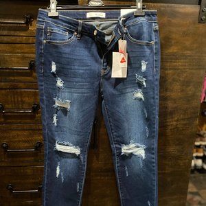 Kancan Mid-Rise Distressed Skinny Jeans 13/30